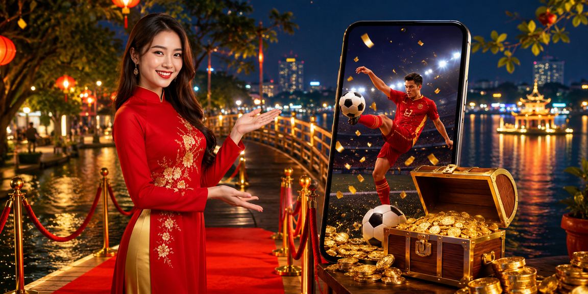 Cô gái Hà Nội mặc áo dài theo dõi kết quả đặt cược bóng đá tại 8050 trên điện thoại